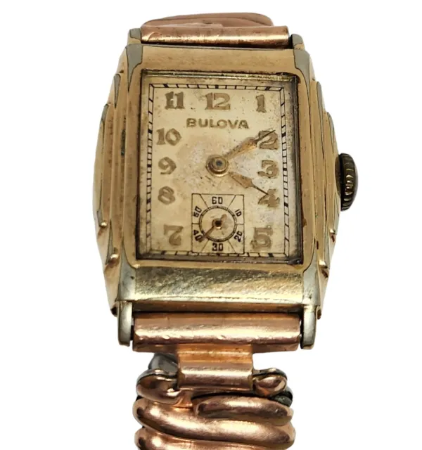 1940s Bulova 10AE 12k Gold Filled 15j Wrist Watch Running Read Description