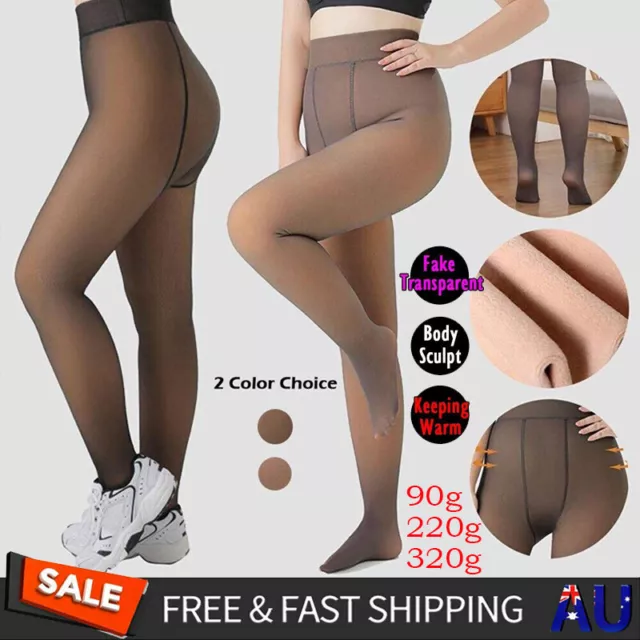 Women Plus Size Winter Thermal Lined Pantyhose Warm Fleece Tights Stockings