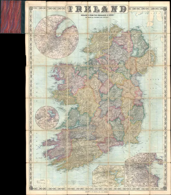 1885 Large Bacon Pocket Map of Ireland