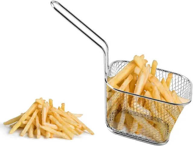 Stainless Steel Individual Square Fries Basket, French Fries Serving Plates Kitc