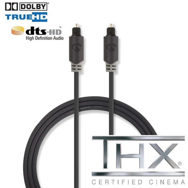 CABLE AUDIO OPTIQUE NUMERIQUE TOSLINK 2 m mètres HAUT DE GAMME SPDIF CONTACTS OR