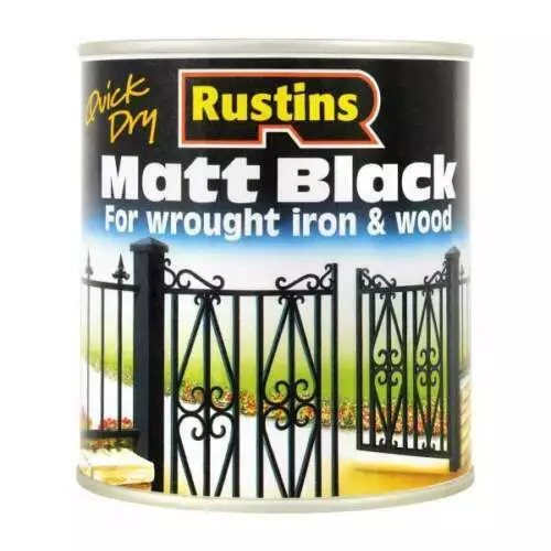 500ml Rustins Séchage Rapide Noir Mat Extérieur Peinture