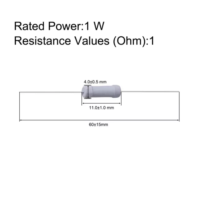 50Pcs 1 Ohm Resistor, 1W 5% Tolerance Metal Oxide Film Resistors, Axial Lead, Fl 3