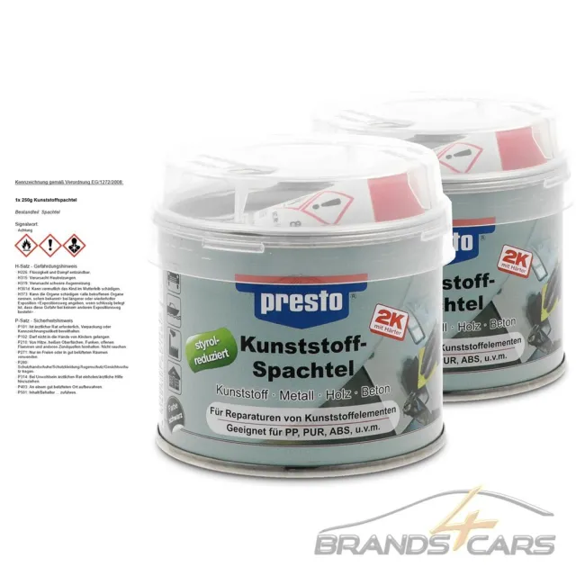 PRESTO 2x 250g 2K KUNSTSTOFFSPACHTEL SCHWARZ KUNSTSTOFF-SPACHTEL FLEXIBEL 601460