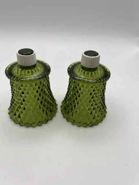 Vintage Hobnail, Avocado Green Glass Sconce Peg Votives, Candle Holders Set Of 2