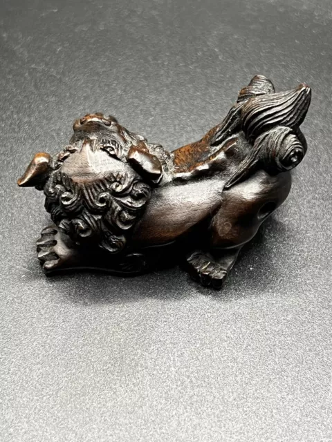 Netsuke Buchsbaum Foo Dog Shisha unsigniert 3