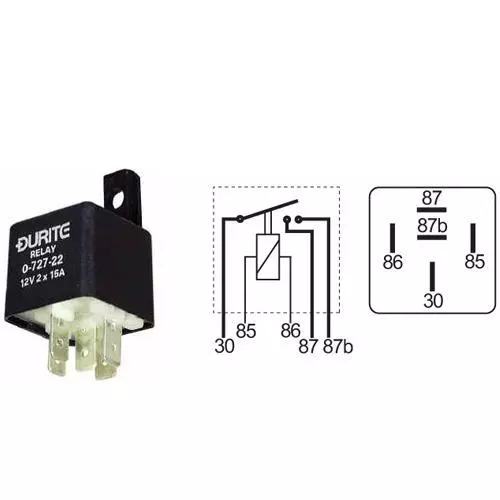 Durite - Relay Mini Make/Break Double Contact 2 x 10 amp 24 volt Cd1 - 0-727-34