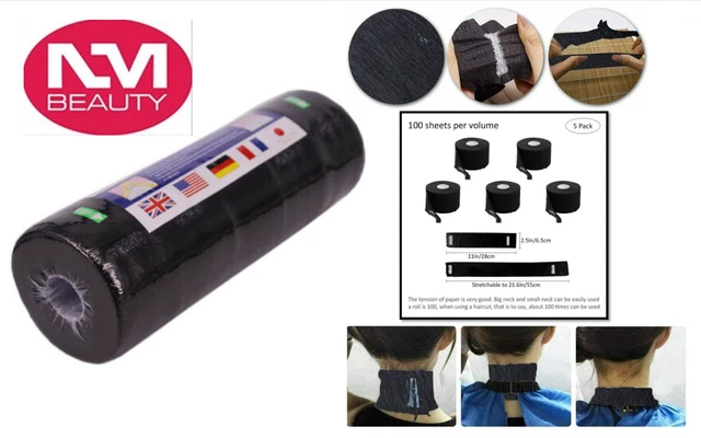 Barbiere Salon NMB Carta Collo Nero Monouso Elastica Impermeabile Rotolo