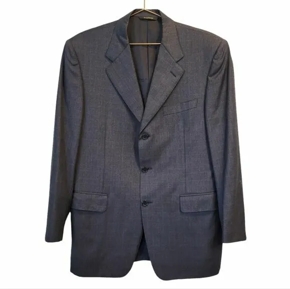 Lanvin Paris | Mens Pure Wool 3 Button Front Blazer Jacket Navy Blue Size 40 R