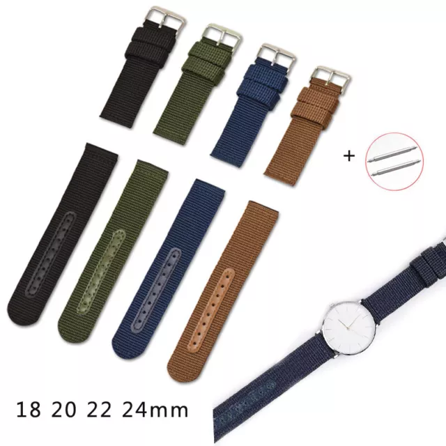 Nylon Canvas Wrist Watch Band Military Strap Belts Buckle 18mm 20mm 22mm 24mm