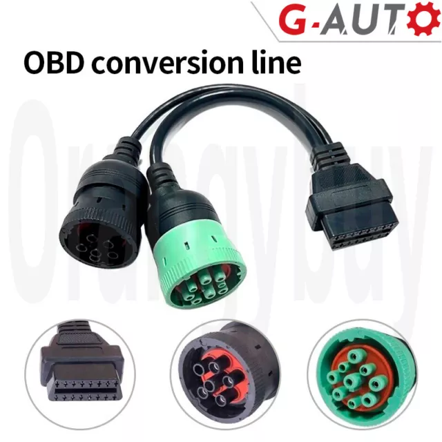 OBD2 Truck Diagnostic Conversion Cable 16-pin J1708 J1939 Connector To 6Pin 9Pin