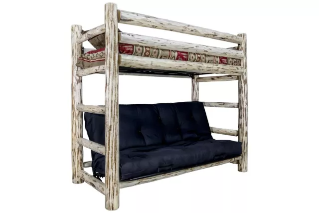 Twin Over Futon BunkBed Rustic LOG Bunk Beds Western Lodge Amish Made Furniture
