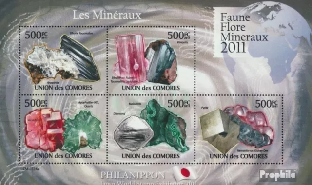 Comoros 2944-2948 Sheetlet MNH 2011 Minerals, PHILANIPPON 2011