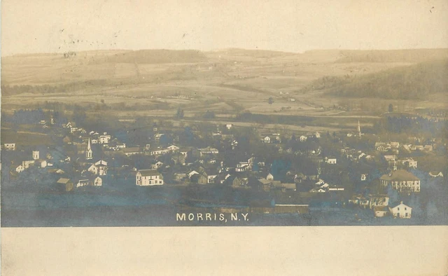 Postcard RPPC Aerial view Morris New York 1907 23-704