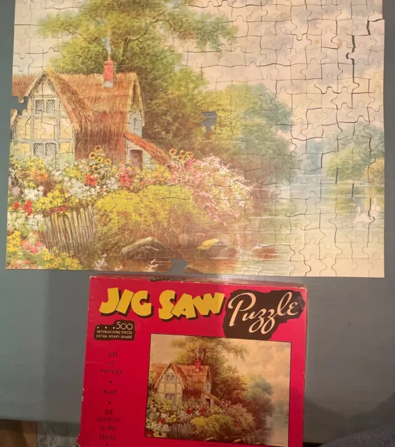 Vtg. Picture Puzzle Cottage Country 1940 s Jigsaw Puzzle