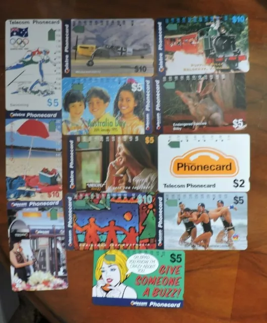 12 Used  Phonecards From Australia/Australian.  No Value Collectors Item Lot 5