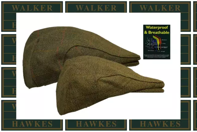 Walker & Hawkes Uni-sex Kids Derby Tweed Flat Cap Check Hat Shooting Teflon  Boys