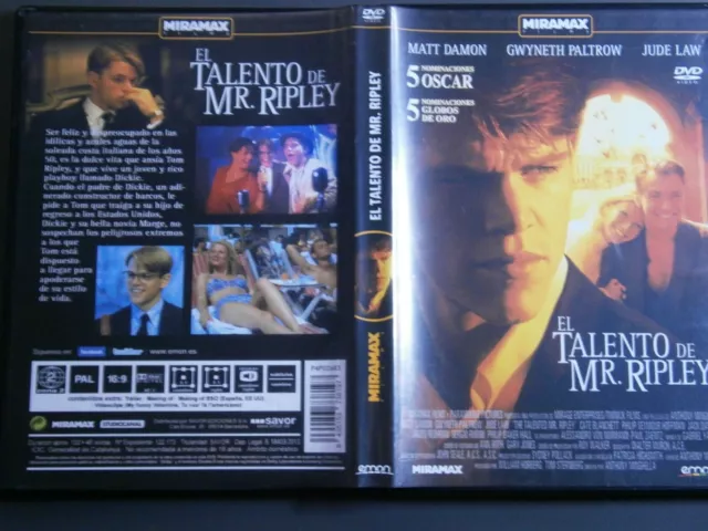 Film DVD - El talento de Mr. Ripley 1999 Matt Damon, Gwyneth Paltrow, Jude Law