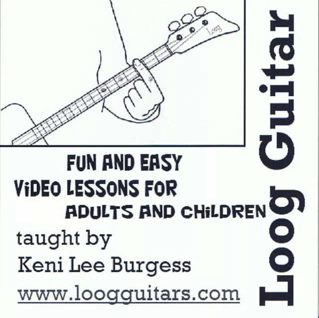 Loog Guitar CD video lesson 3 string cigar box home schooling children keni lee