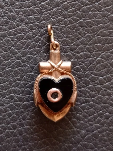 Pendentif Ancien Double Pierres - Onyx Et Métal Doré - Occasion Bon État - Origine France