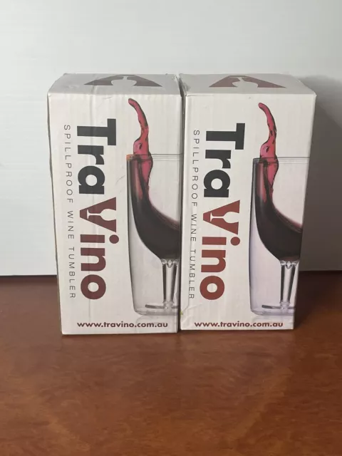 Pair Of TraVino Wine Tumblers Sippy Cups - Spillproof Acrylic Picnic Glasses