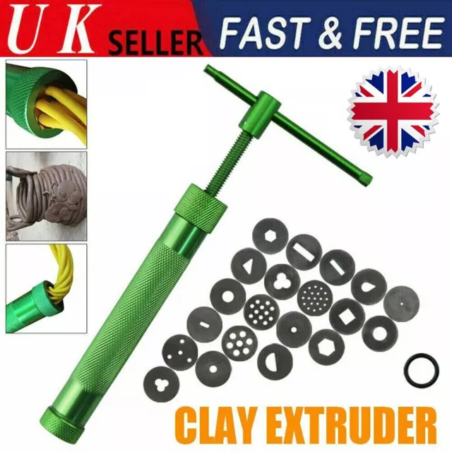 Polymer Clay Gun Extruder Sculpey Sculpting Tool w/ 20 Discs Cake Tool Craft QS