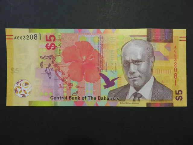 Bahamas Banknote 5 Dollars 2020 kassenfrisch (UNC)