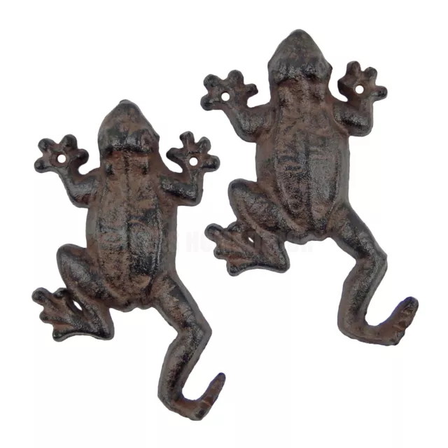 2 Frog Leg Wall Hooks Cast Iron Key Towel Coat Hanger Rustic Antique Style 6"