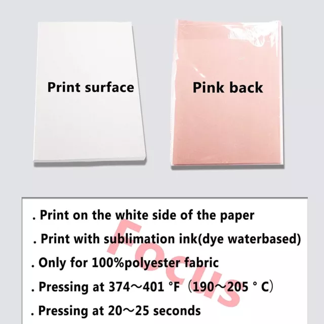 100 Sheets SUBLIPAPER Dye Sublimation Paper 8.5x11 Inkjet Printer Heat Transfer 3