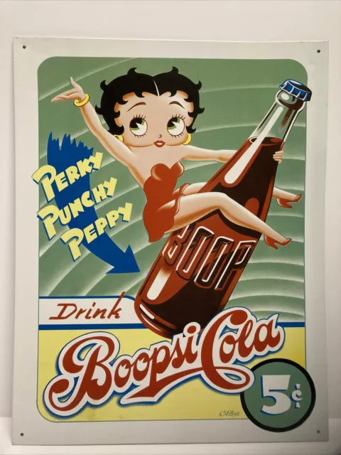 1992 NEW 16” x 12.5” Betty Boop Drink Poopsie Cola Retro Collectable Metal Sign