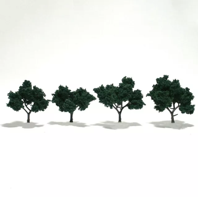 Woodland Scenics Dark Green Built Trees Deciduous 2 to 3in pkg(4) TR1505