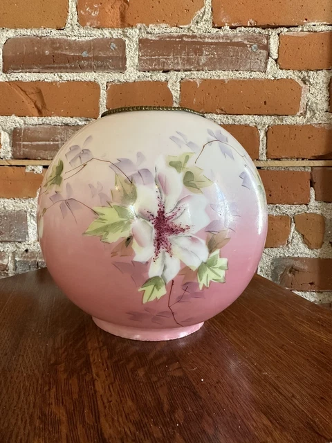 Hand Painted GWTW Ball Globe Oil Banquet Lamp Glass Shade 4" Shade holder Part