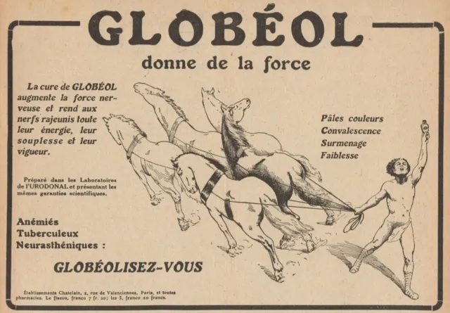 Y8966 GLOBEOL women de la force - Vintage advertising - 1917 Old advertising
