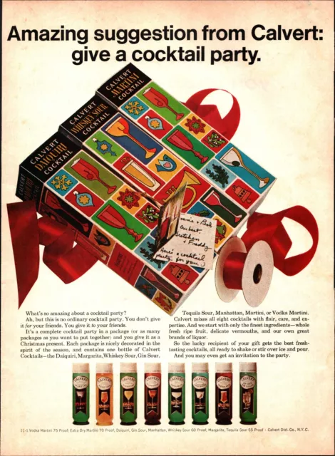 Vintage advertising print Alcohol Calvert Cocktails Give a Cocktail Party 1968