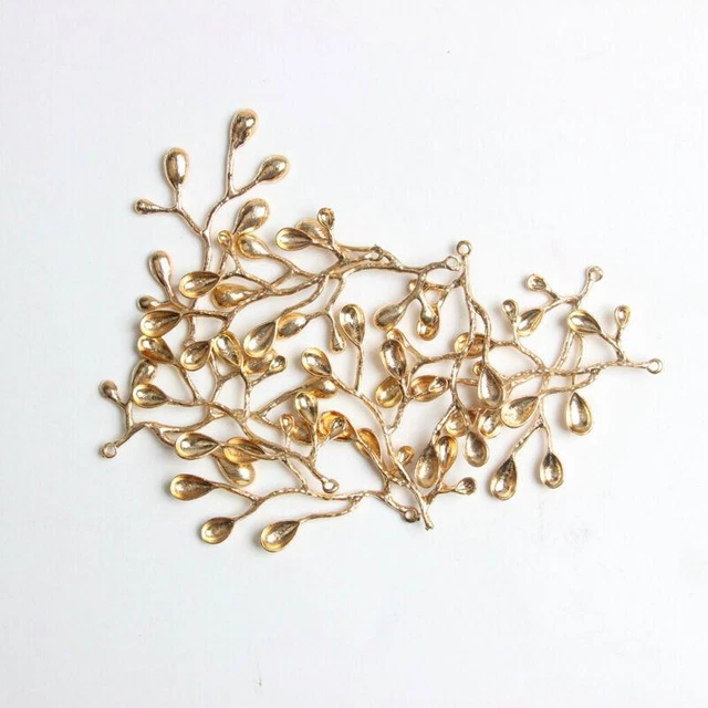 10 x goldene Zweig-Anhänger-Charms für Schmuckherstellung, Verzierungen