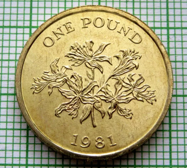 GUERNSEY 1981 ONE POUND, LILY FLOWER, UNC - 1 coin - GUERNSEY 1981 POUND, LILY