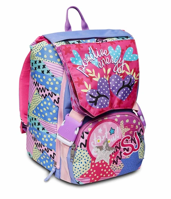 Zaino Scuola Per Bambina SJ GANG STYLE JAM GANG - Doppio Scomparto Estensibile, Rosa, Schienale Preformato, Maxi Capienza 27L