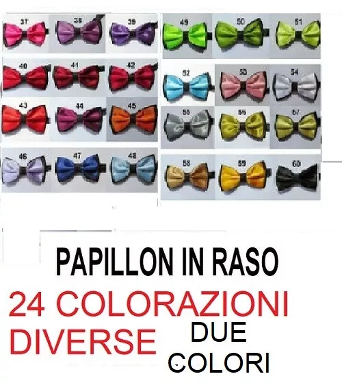 Papillon Farfalla Bicolore/Due Colori Seta Raso Cravattino Uomo Donna Cerimonia