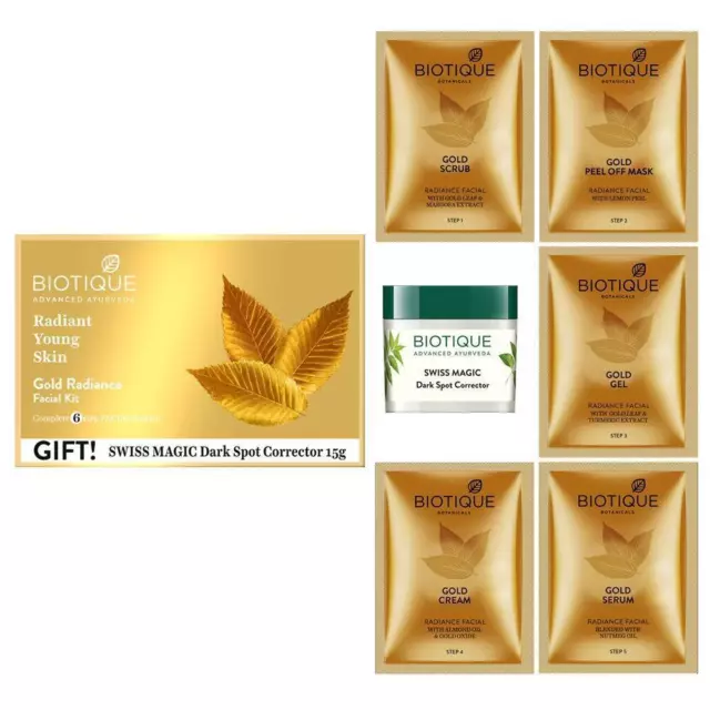 Facial juvenil de piel radiante Biotique Gold | Kit facial de 6 pasos para... 3