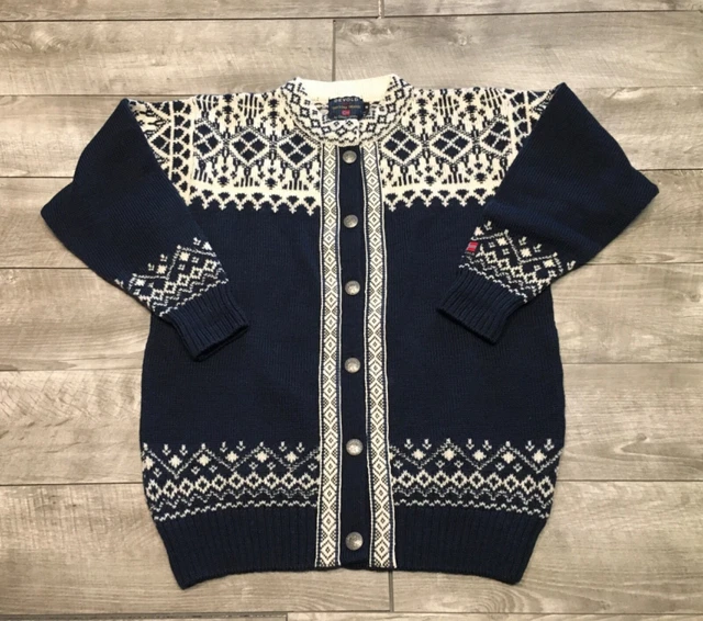 Vintage Devold By Olmes Carretti Nordic Geometric Icelandic Cardigan Sweater Med