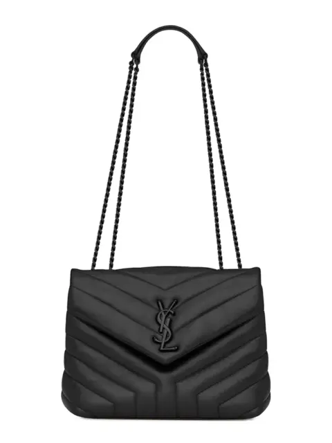 Saint Laurent Loulou Small in Quilted Leather Crossbody Shoulder Bag Black Black