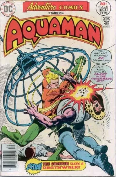 ADVENTURE COMICS #447 F, Aquaman, DC Comics 1976 Stock Image