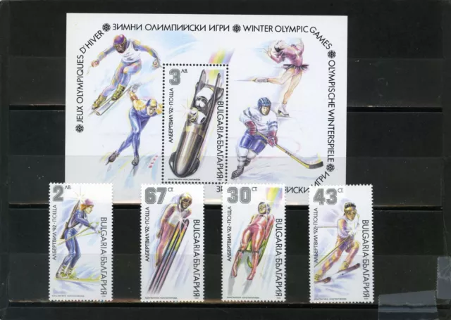 Bulgaria 1991 Winter Olympic Games Albertville Set Of 4 Stamps & S/S Mnh