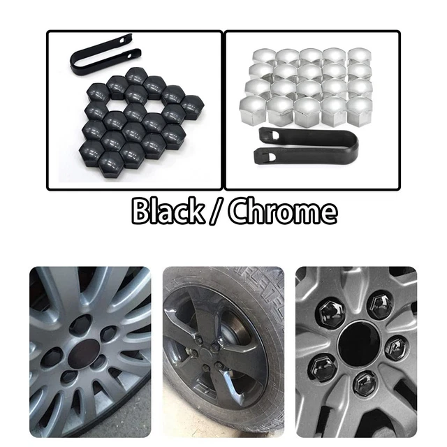 20 Copribulloni Ruota 17 Mm – 16 Pezzi Standard + 4 Antifurto, Per VW Audi Seat Skoda, Plastica Resistente E Anticorrosione