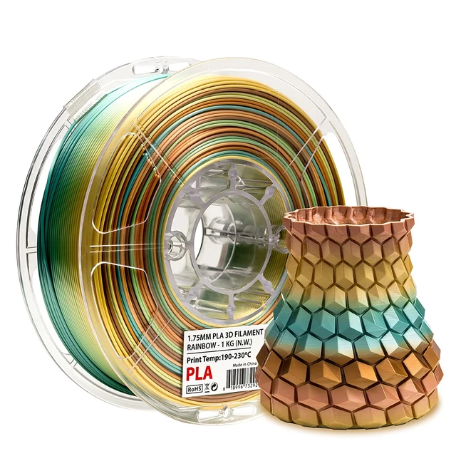 Inland Shiny Silk Rainbow 1.75Mm PLA 3D Printer Filament - Dimensional Accuracy