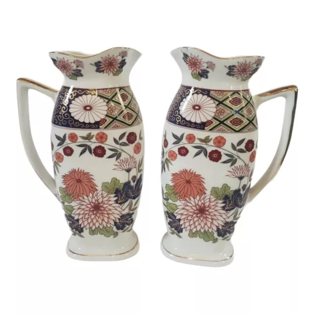 Vintage Oriental Porcelain Pitchers/Vases Set of 2