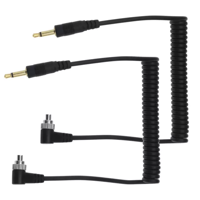 2x Flash Sync Cable 3.5mm to PC Sync Cord for Canon 580 EXII 7D 5DII 50D 40D