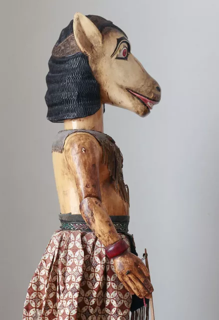 LARGE Old wayang golek rod puppet, horse sculpture, Java, Indonesia