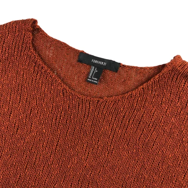 Forever 21 Women's Cropped Long Sleeve Knit Sweater Size Large Bronze Brown
