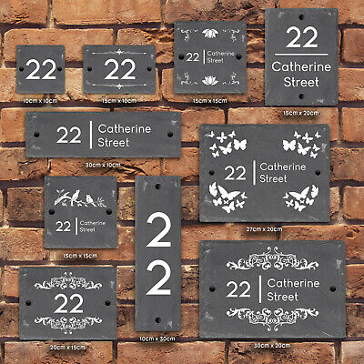 Rustic Natural Slate House Gate Sign Plaque Door Number Personalised Name Plate
